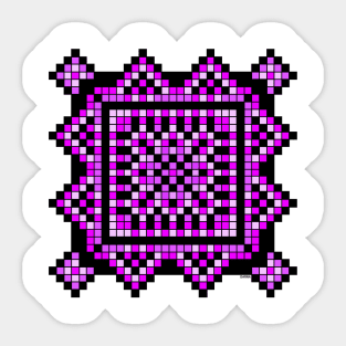 small pink pocket size pixelated mandala Sticker